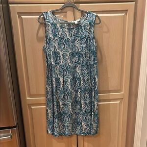 Croft & Barrow Teal and White Paisley Midi Dress